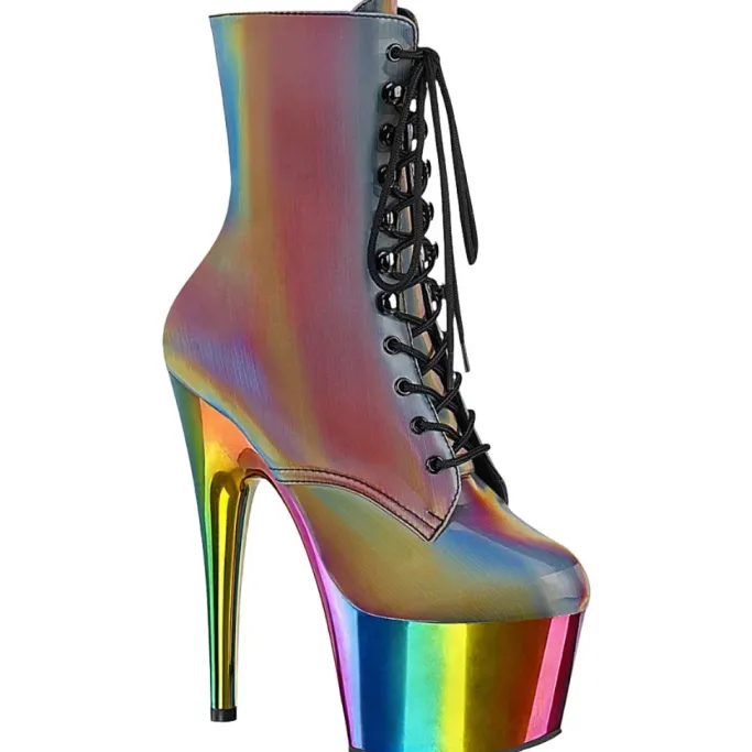 Pleaser ADORE 1020RC Reflective Rainbow Boots