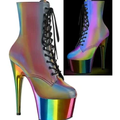 Pleaser ADORE 1020RC Reflective Rainbow Boots