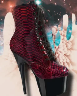Pleaser ADORE 1020SP Red Snake Print Boots
