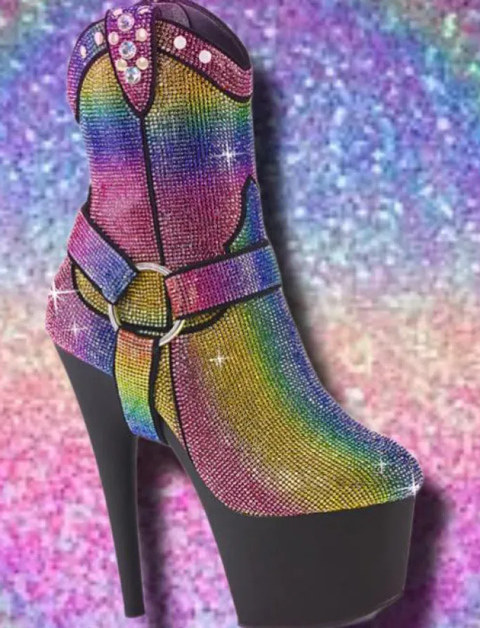Pleaser ADORE-1029RS Rainbow Boots