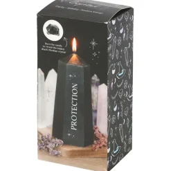 Something Different Protection Crystal Candle with Rough Black Obsidian