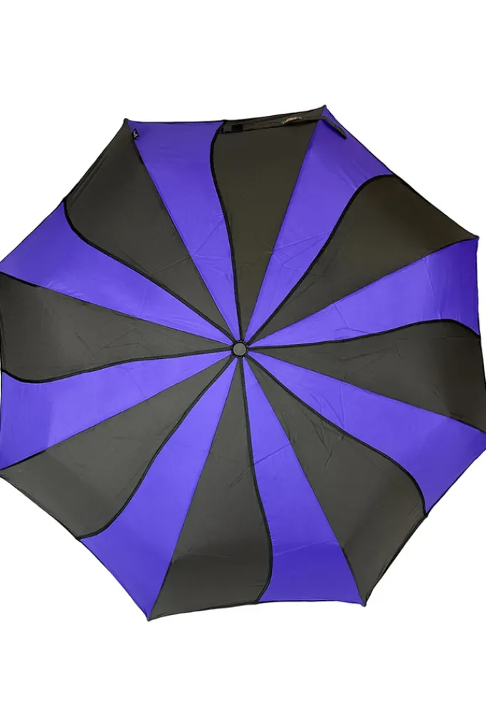 Soake Purple and Black Swirl Folding Umbrella