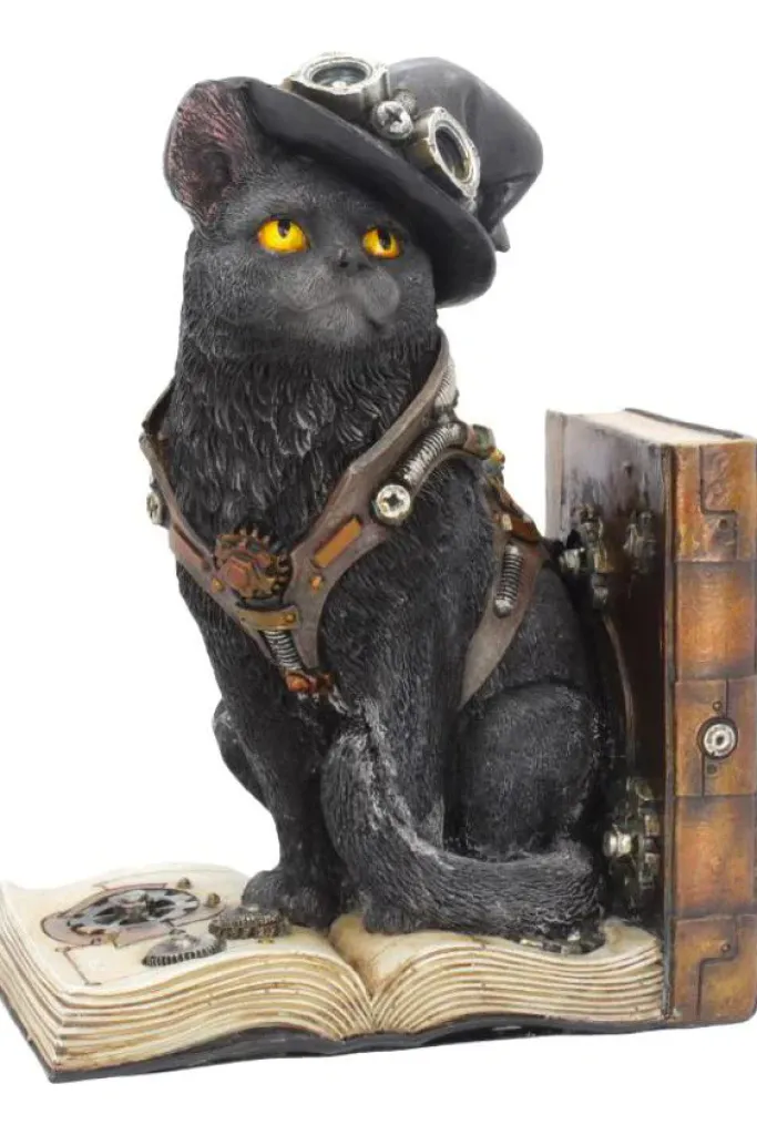 Nemesis Now Purring Pioneer Steampunk Cat Bookend