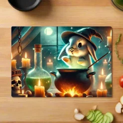 Oakhart Industries Rabbit Witch Glass Chopping Board
