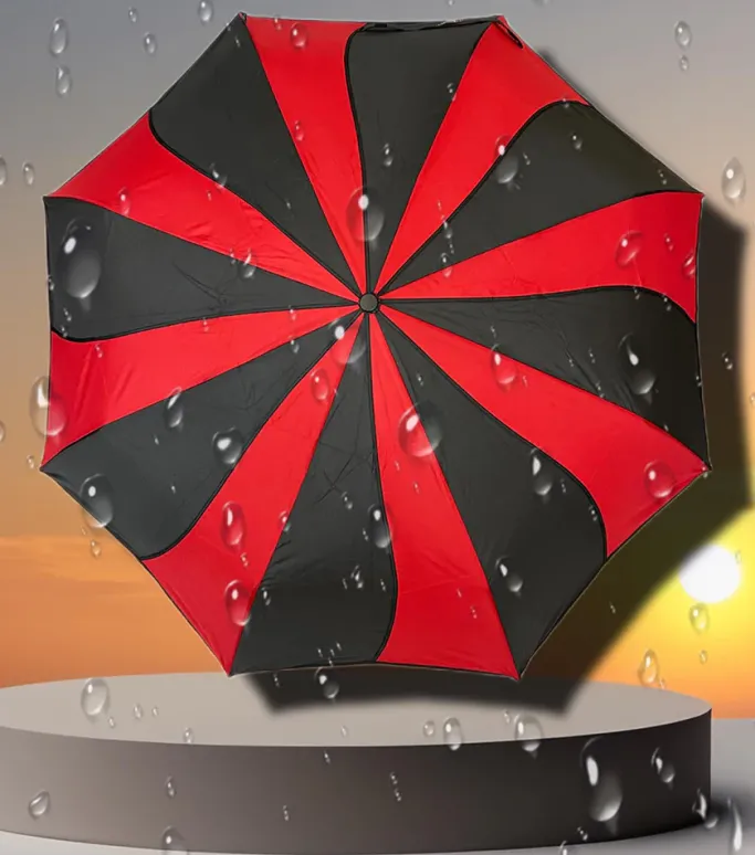 Soake Red and Black Swirl Folding Umbrella