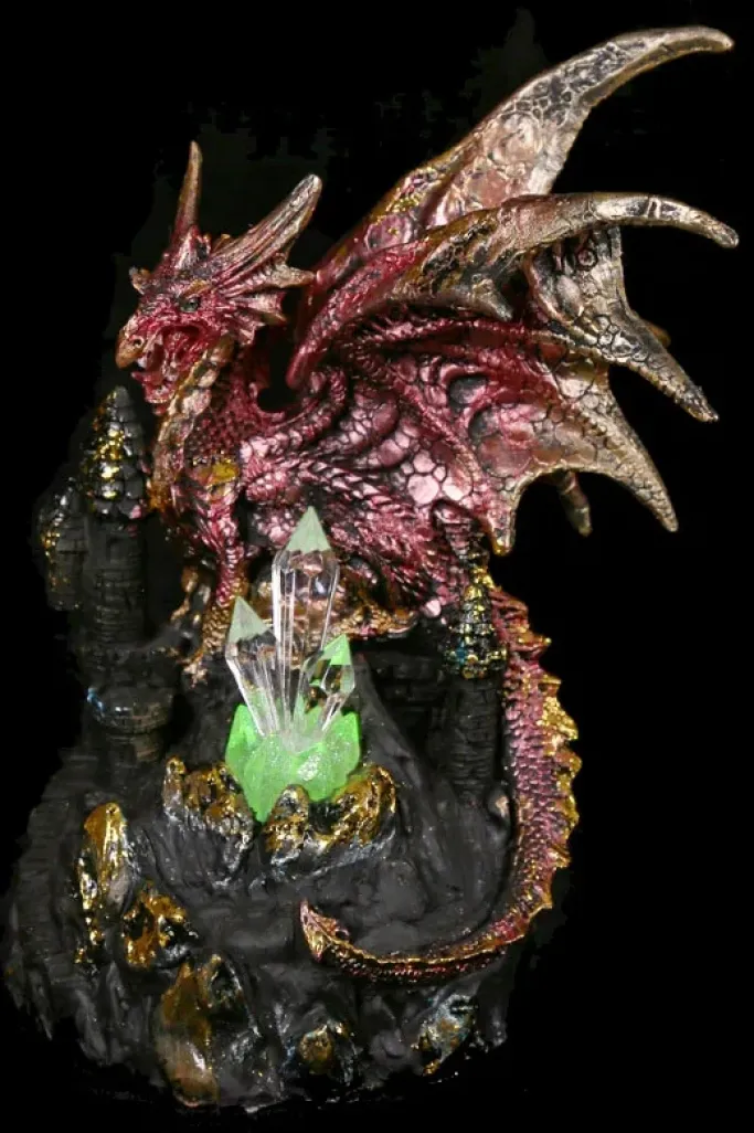 Puckator Red Dark Legends Dragon on Castle with LED Crystal