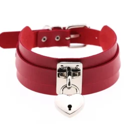 Gothic Collars Red Heart Padlock Collar
