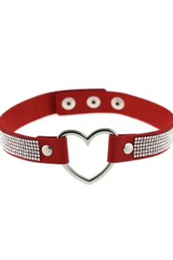 Gothic Collars Red Rhinestone Heart Choker