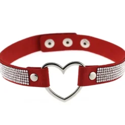 Gothic Collars Red Rhinestone Heart Choker