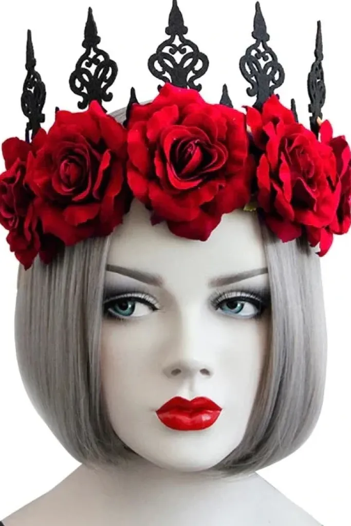 Gothic Hair Accessories Red Rose Gothic Crown
