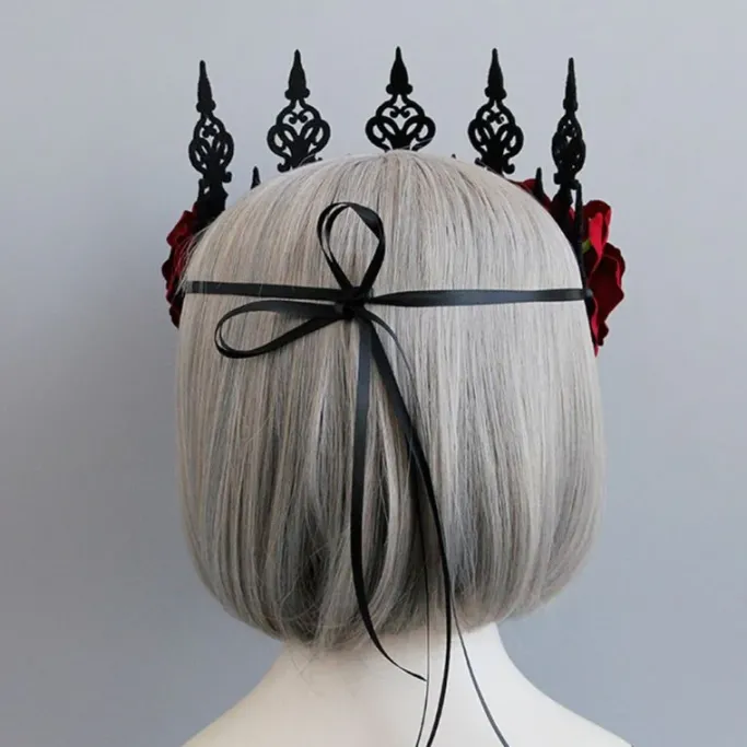 Gothic Hair Accessories Red Rose Gothic Crown