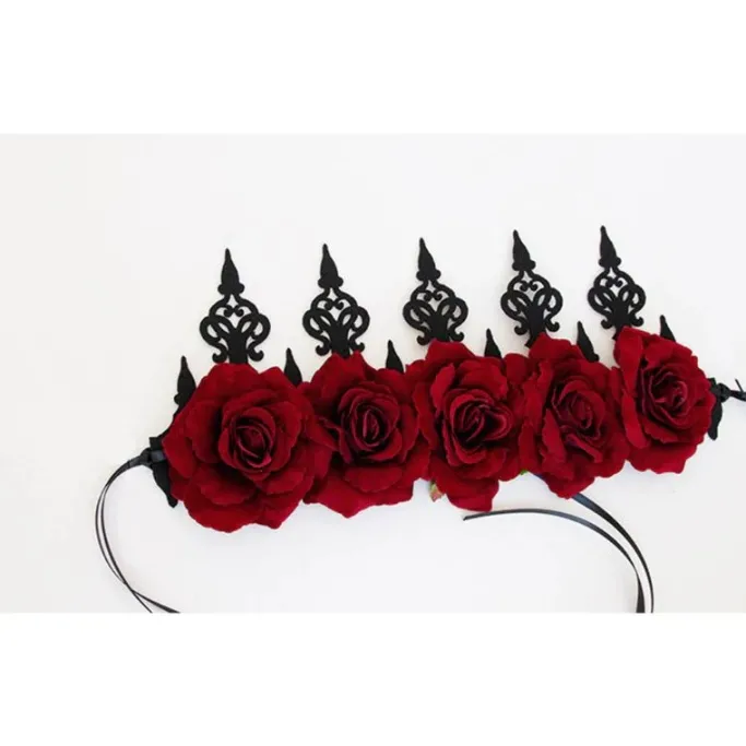 Gothic Hair Accessories Red Rose Gothic Crown