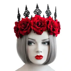 Gothic Hair Accessories Red Rose Gothic Crown