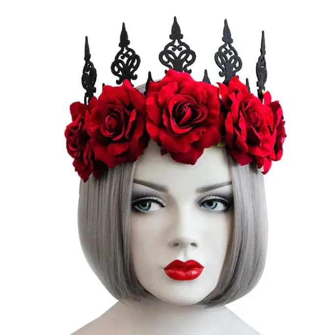 Gothic Hair Accessories Red Rose Gothic Crown