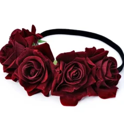 Gothic Hair Accessories Red Rose Hair Garland Gothic Headdress