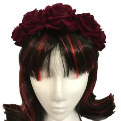 Gothic Hair Accessories Red Rose Hair Garland Gothic Headdress