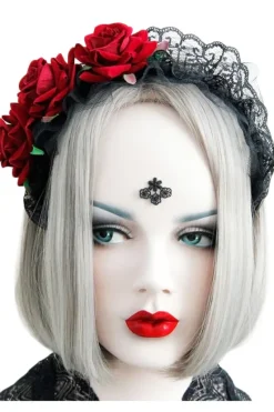 Gothic Hair Accessories Red Rose Lolita Headband