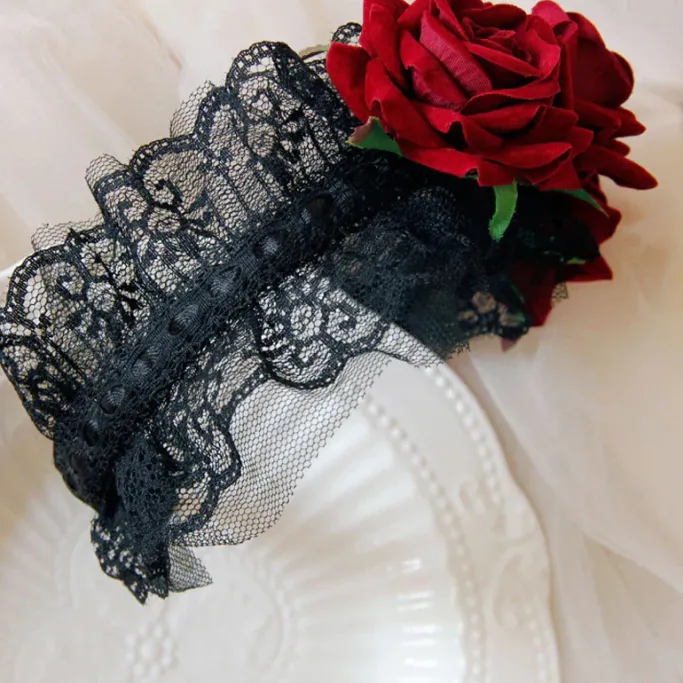 Gothic Hair Accessories Red Rose Lolita Headband