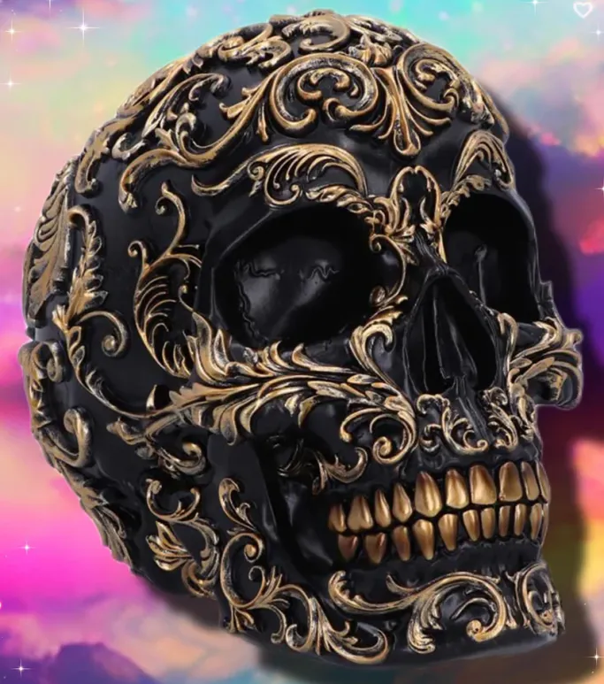 Nemesis Now Renaissance Black and Gold Skull
