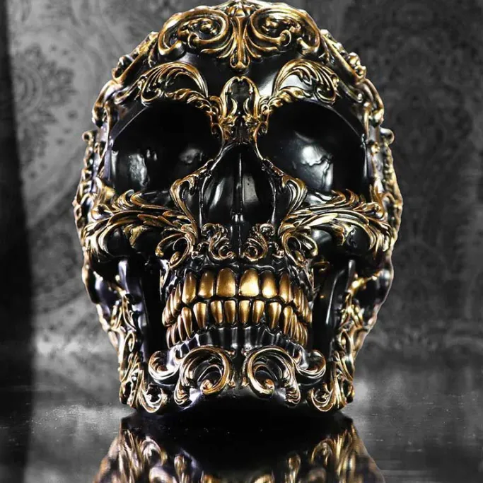 Nemesis Now Renaissance Black and Gold Skull