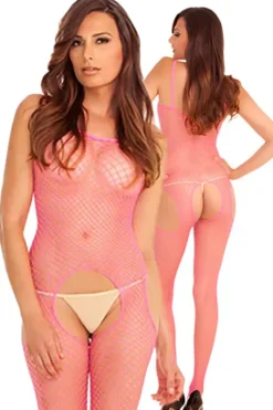 Rene Rofe Industry Net Pink Bodystocking