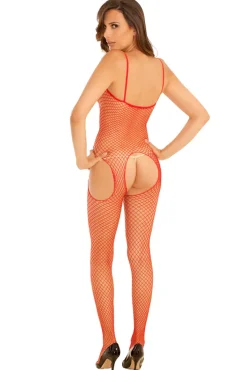 Rene Rofe Industry Net Red Suspender Bodystocking