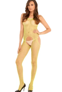 Rene Rofe Industry Net Yellow Bodystocking