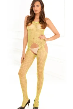 Rene Rofe Industry Net Yellow Bodystocking