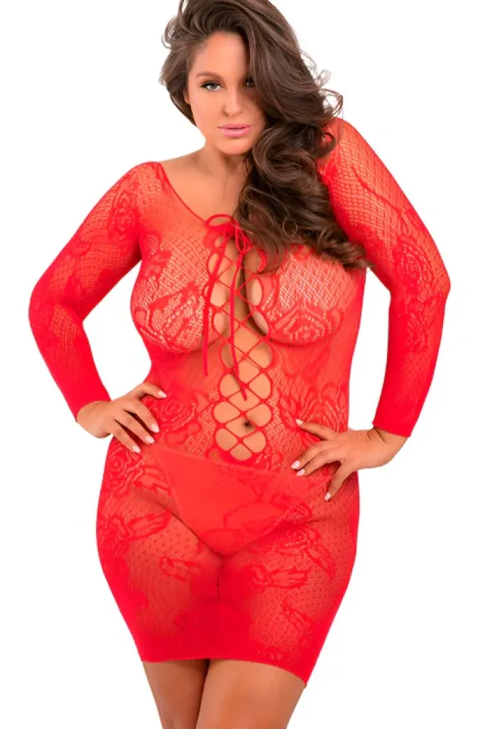 Rene Rofe Tie Breaker Plus Size Red Dress