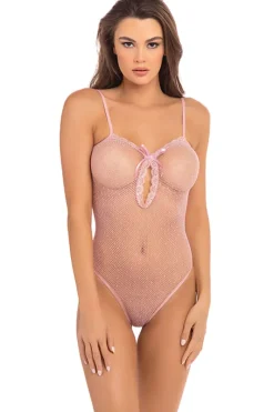 Rene Rofe Rene Roffe Undone See Through Pink Bodysuit