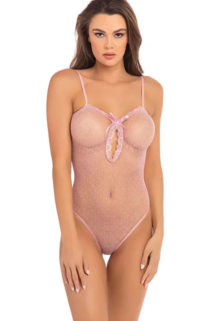 Rene Rofe Rene Roffe Undone See Through Pink Bodysuit