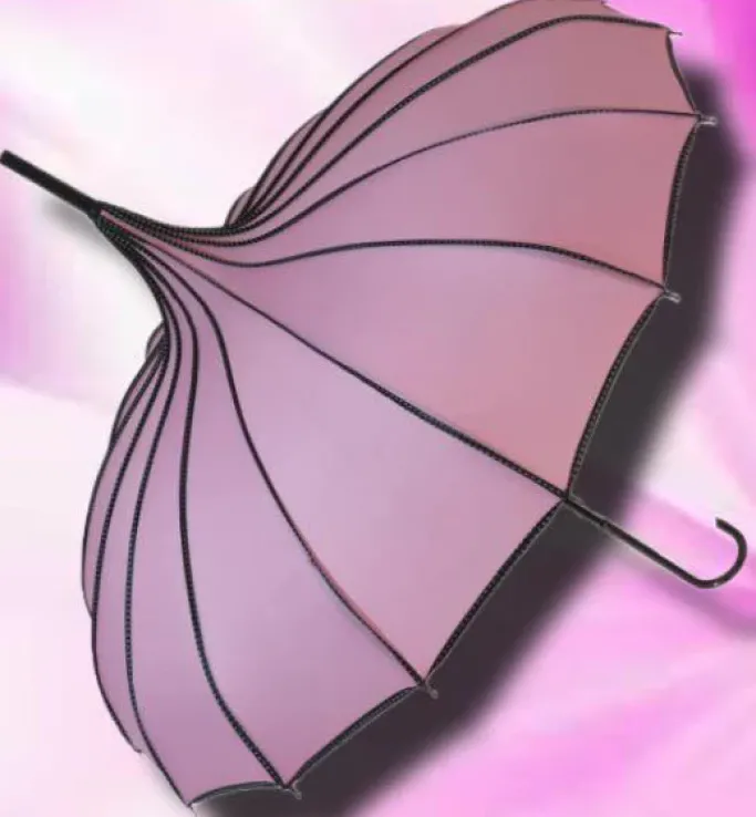Soake Ribbed Pagoda Pink Umbrella