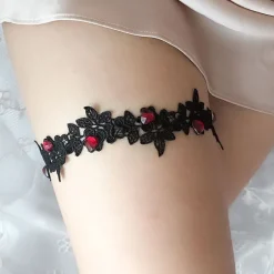 Gothic Accessories Rose and Heart Lace Garter Set