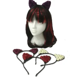 Gothic Hair Accessories Rose Cat Ear Headband, 4 Colours
