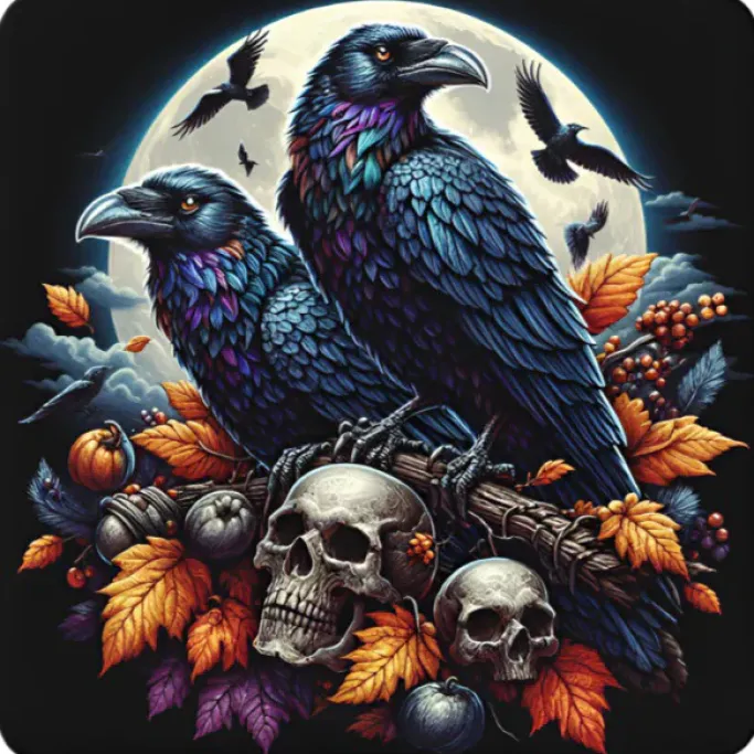 Oakhart Industries Set of 4 Raven Skull Coasters