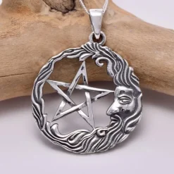 Seventh Sense Wiseman and Pentagram Silver Pendant