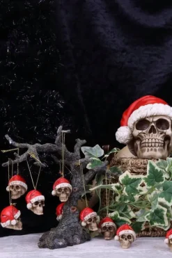 Nemesis Now Skull Christmas Tree Silent Night Bauble 4.3cm. Set of 12