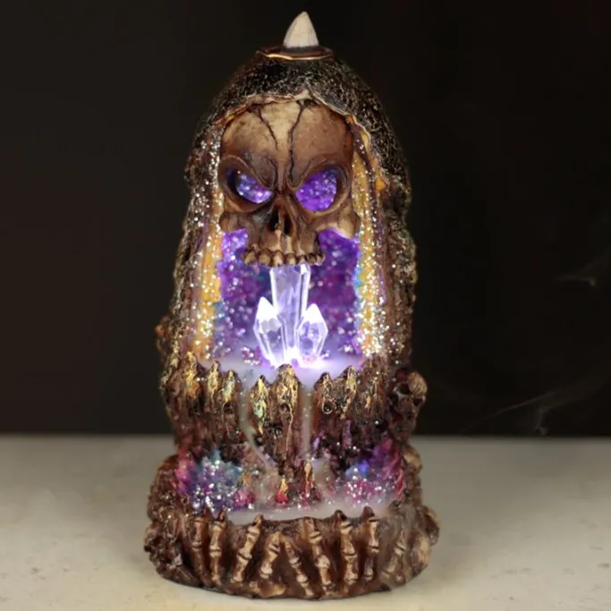 Puckator Skull Crystal Cave LED Backflow Incense Burner