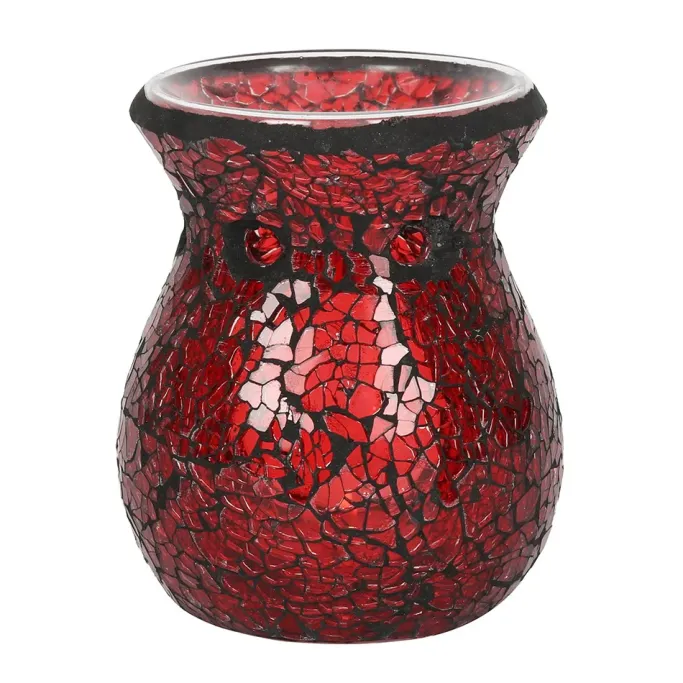 Something Different Small Red Crackle Glass Oil Burner