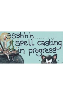 Something Different Ssshhh Spell Casting in Progress Cat Wall Plaque Door Sign