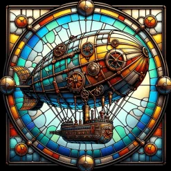 Oakhart Industries Steampunk Airship Coaster Art033