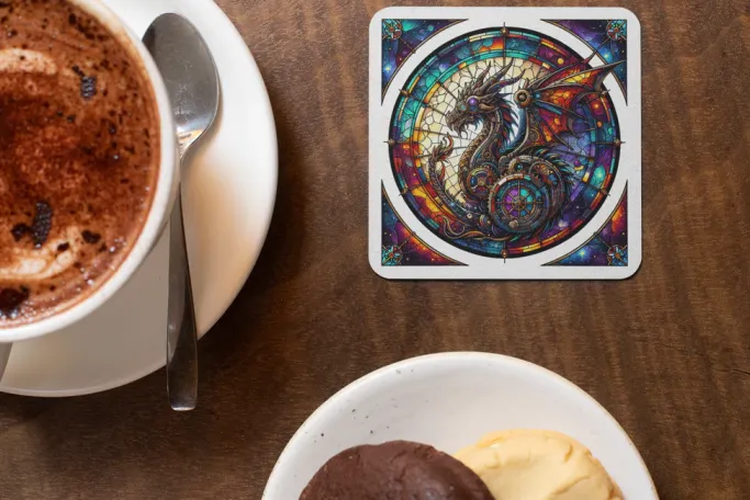 Oakhart Industries Steampunk Black Dragon Coaster Art040