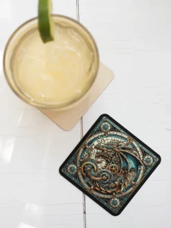 Oakhart Industries Steampunk Blue Dragon Coaster Art038