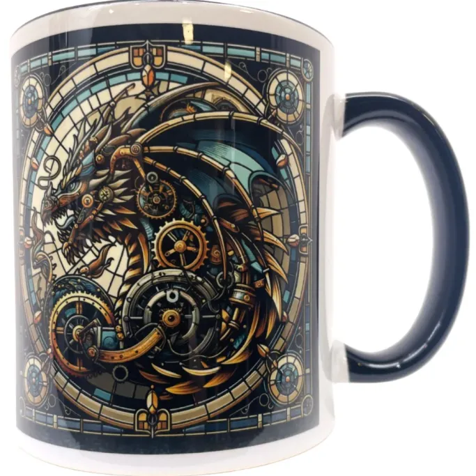 Oakhart Industries Steampunk Blue Dragon Mug Art031
