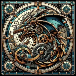 Oakhart Industries Steampunk Blue Dragon Mug Art031