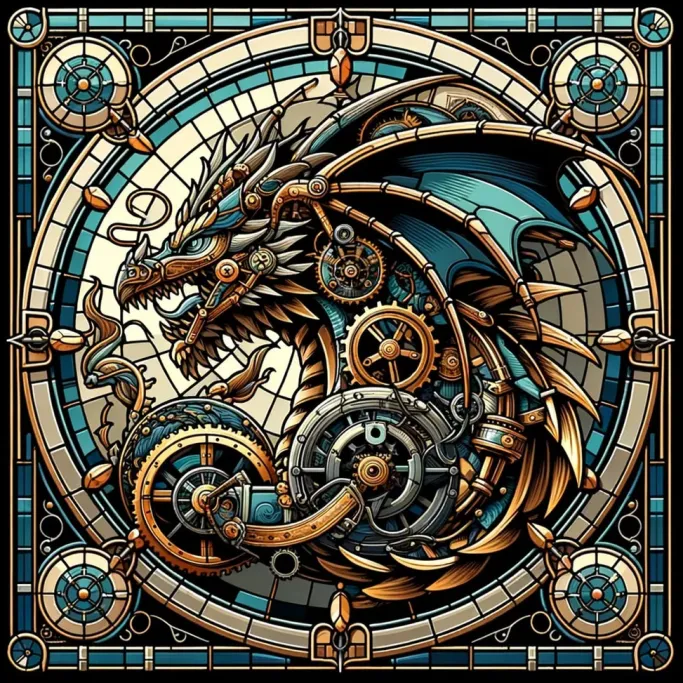 Oakhart Industries Steampunk Blue Dragon Mug Art031
