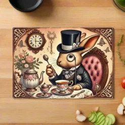Oakhart Industries Steampunk Bunny Glass Chopping Board