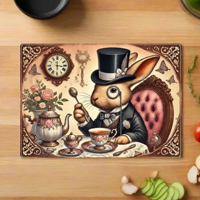 Oakhart Industries Steampunk Bunny Glass Chopping Board