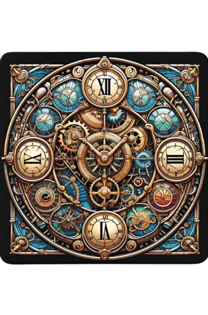 Oakhart Industries Steampunk Cog Clock Coaster Art036