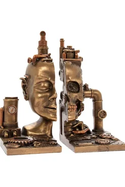 Steampunk Fantasy Steampunk Cyber Skull Bookends